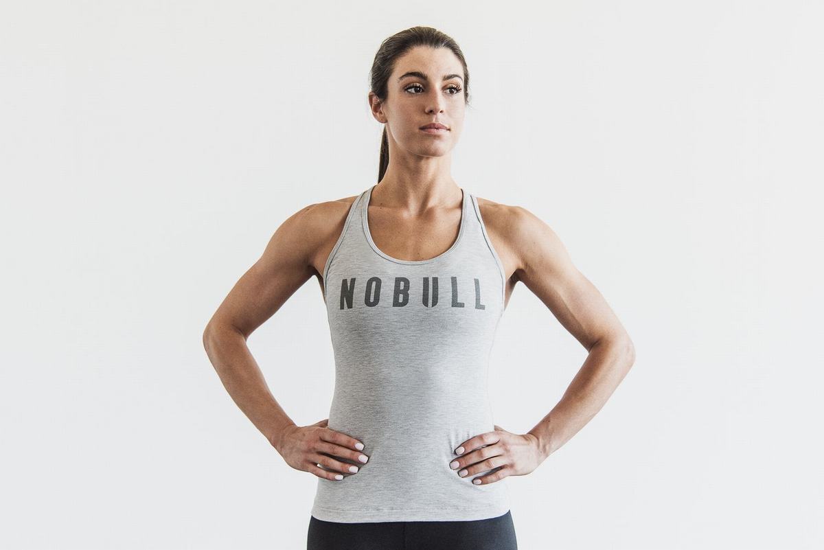 Nobull Racerback Women\'s Tank Tops Light Grey | Australia (AD7394)